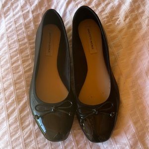 Saks Fifth Avenue, black with patent leather toe, ballet flats.  Size 6.5